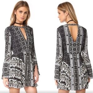 Free People Black and White Printed Mini Dress